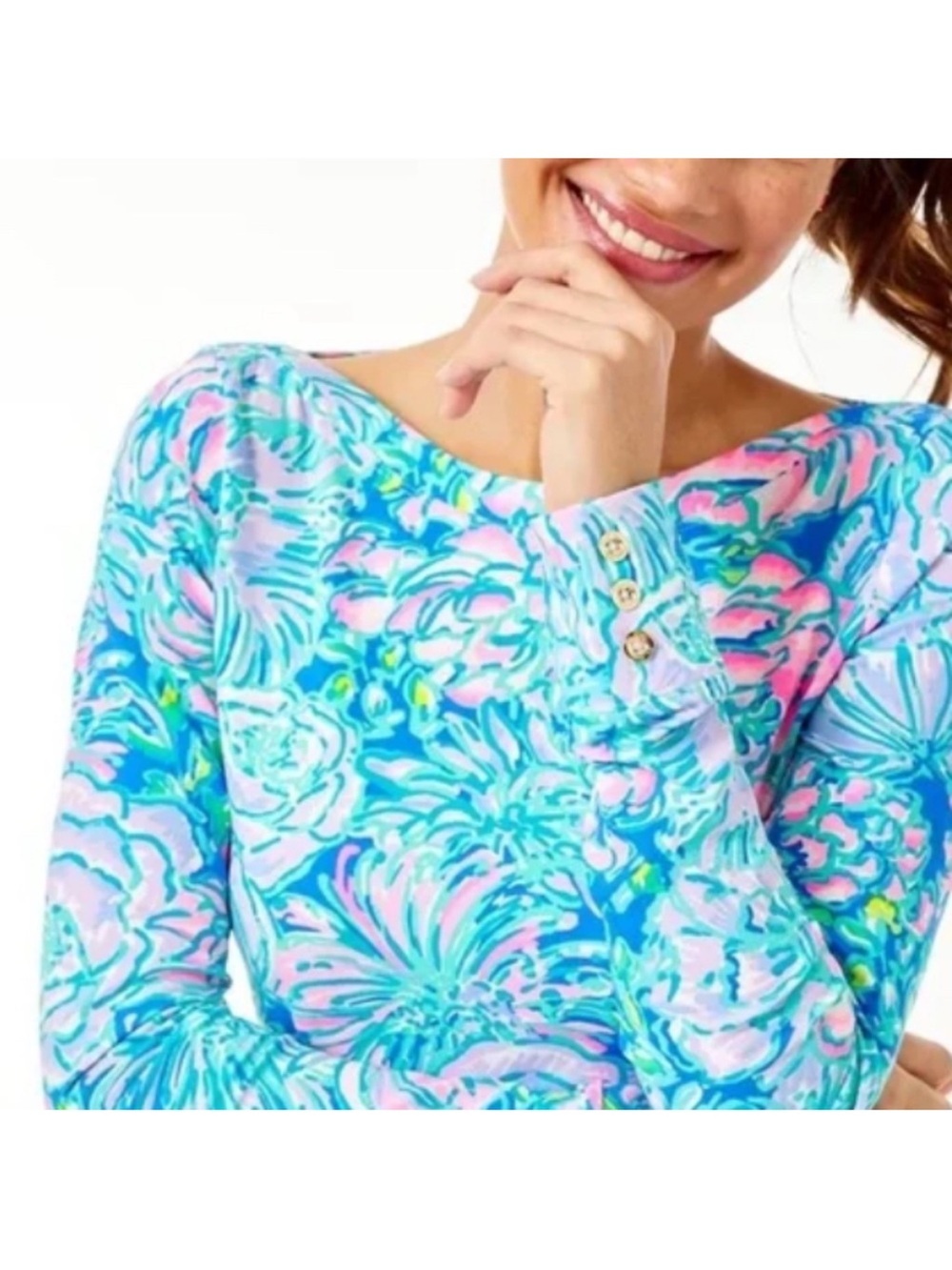 Lilly Pulitzer Aleah Top Full Bloom floral Shirt Long sleeve Sz S NEW